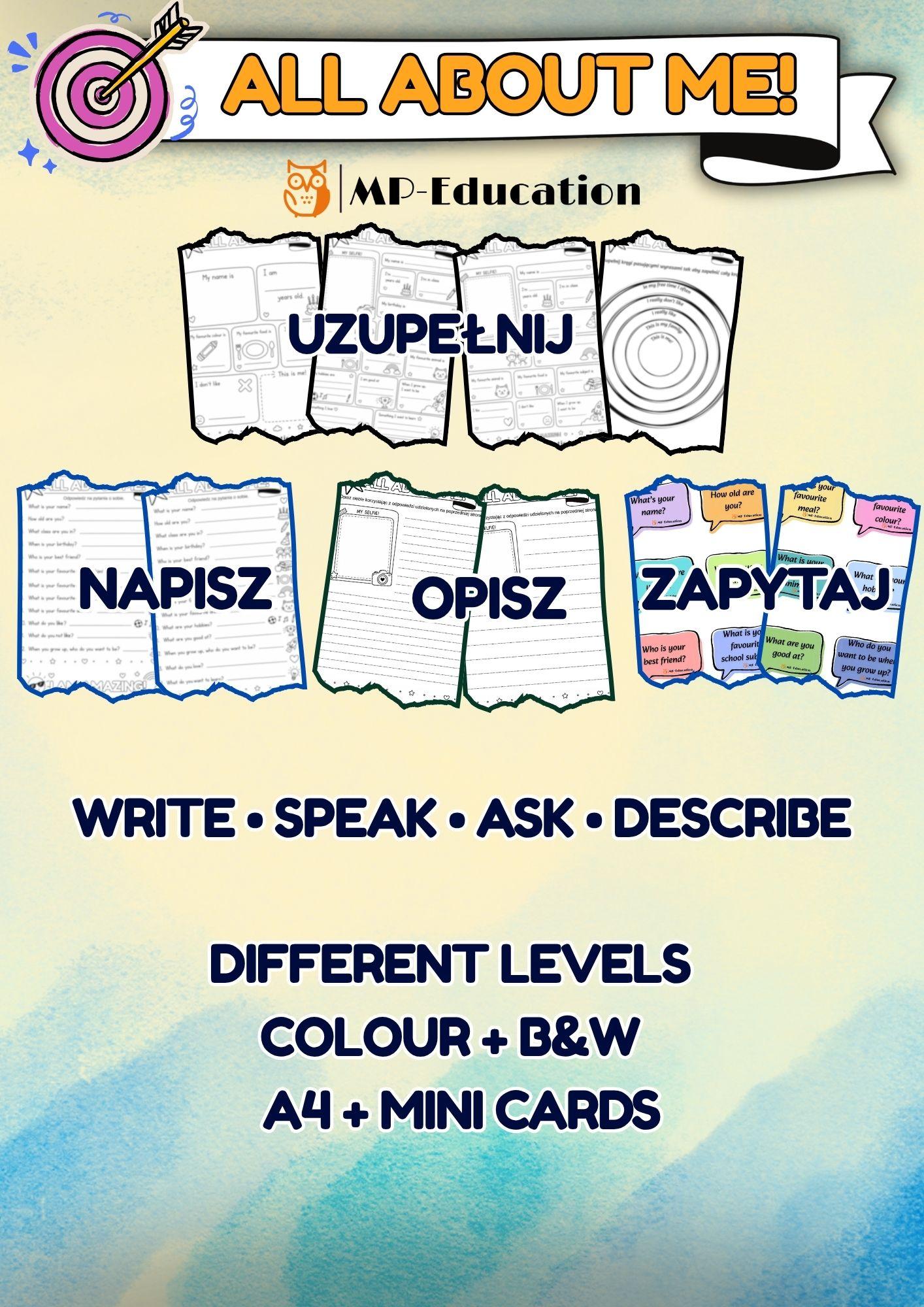 ALL ABOUT ME – opisywanie siebie | karty pracy, pytania i speaking activities 1
